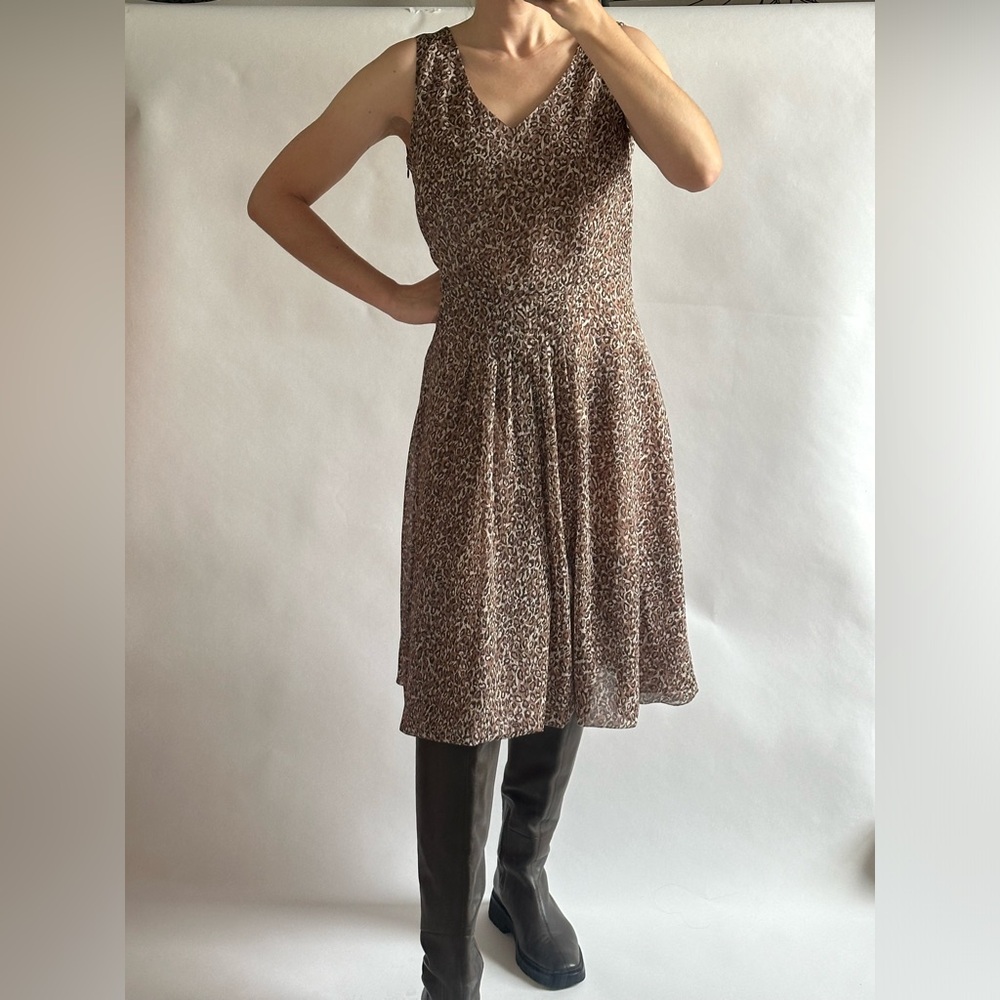 Vintage leopard print silk midi dress size 8-10